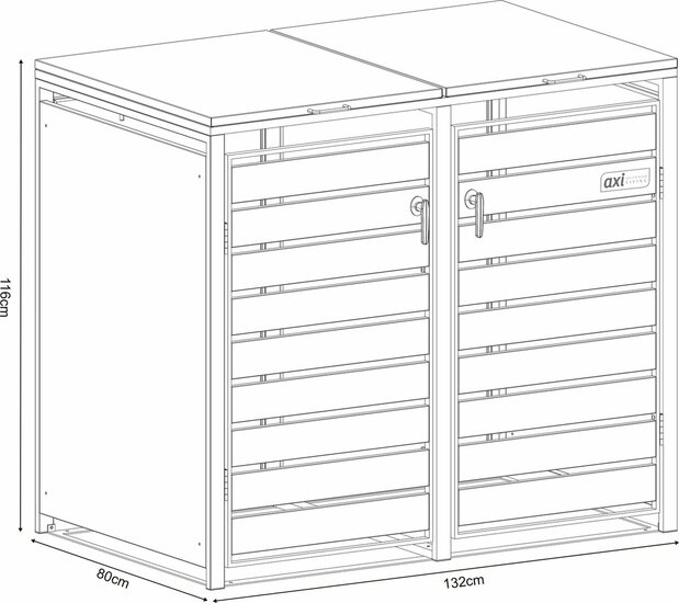 Lucas Metal Garbage Bin Shed Large - 2 x 240 L