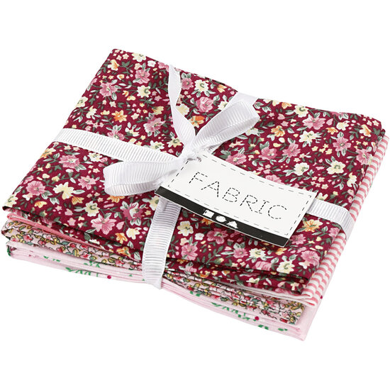 Patchwork Stof Roze 45x55cm, 4st.