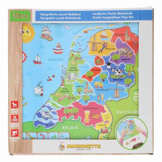 Houten Legpuzzel Landkaart Nederland, 13st.