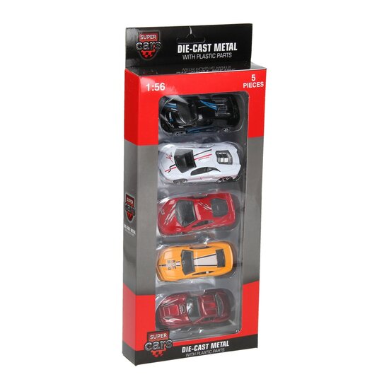 Super Cars Die-cast Auto, 5st.