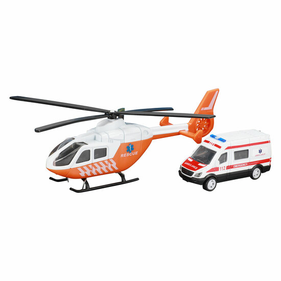 Metal Traumahelikopter en Ambulance Oranje