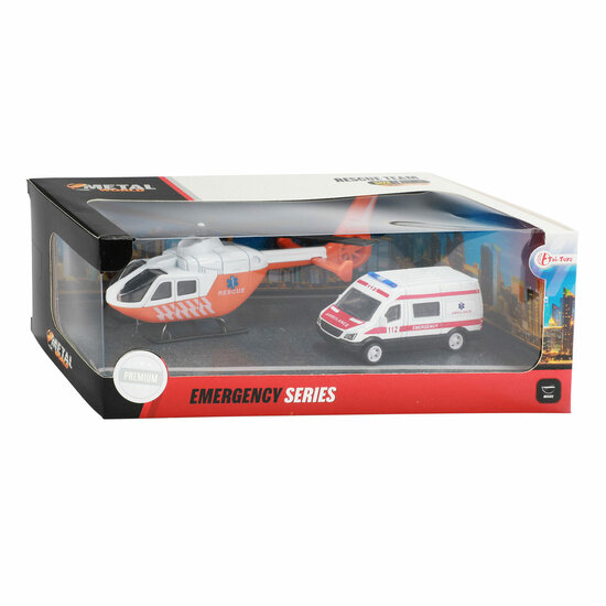 Metal Traumahelikopter en Ambulance Oranje