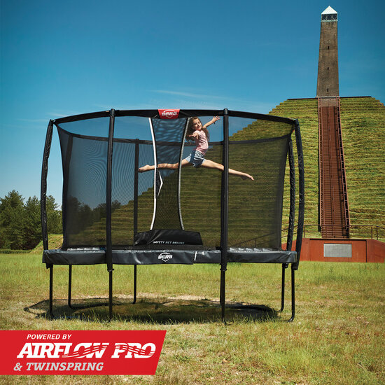 BERG trampoline Ultim Rechthoek Champion Regular 330X220 Grijs + Safety Net Deluxe