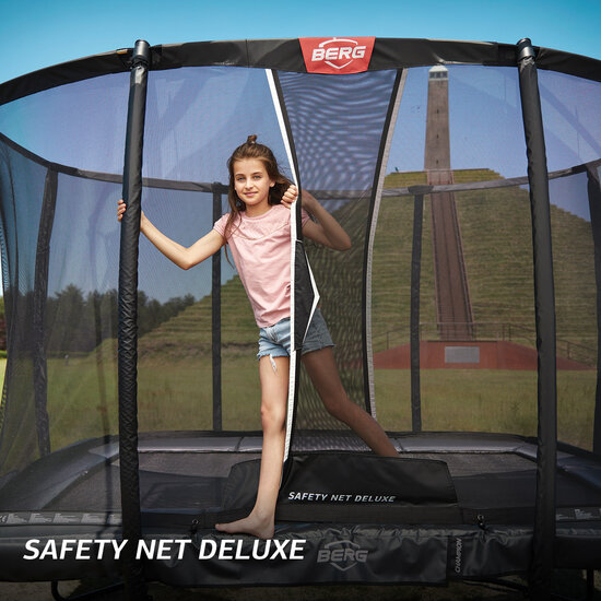 BERG trampoline Ultim Rechthoek Champion Regular 330X220 Grijs + Safety Net Deluxe