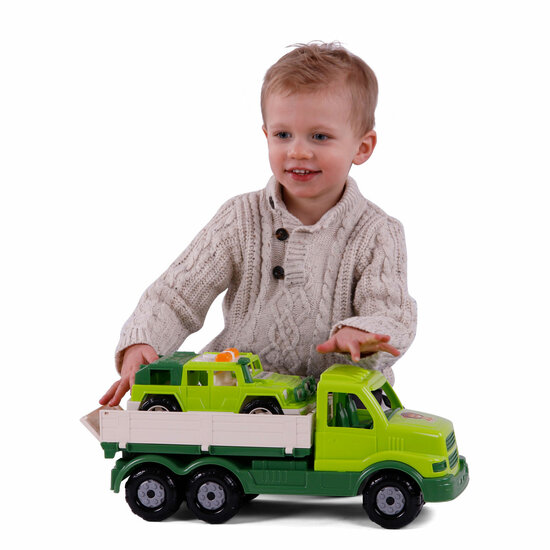 Cavallino XL Torpedo Vrachtwagen met Survival Jeep Groen, 44,5cm