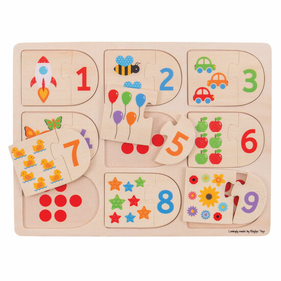 Bigjigs Houten Leerpuzzel Getallen, 18dlg.