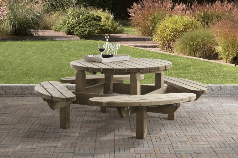 Houten Picknicktafel rond, 210cm