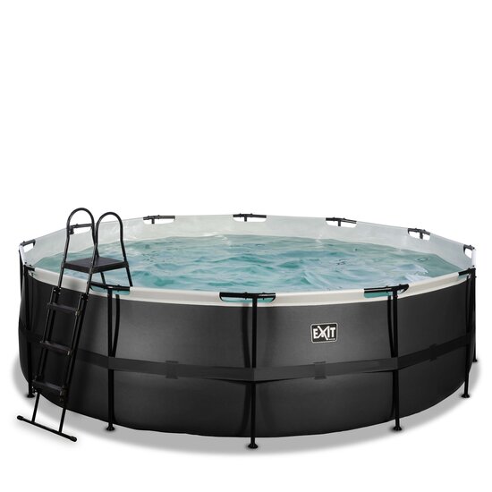 Zwembad Exit Frame Pool Afmeting 450X122Cm (12V Zandfilter) Black Leather Style