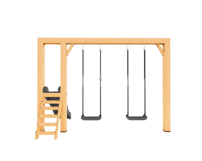 Houten Authentieke Schommel met glijbaan Scar Douglas - Antraciet 350cm