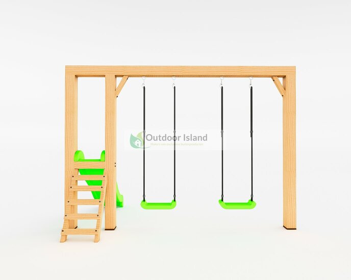 Houten Authentieke Schommel met glijbaan Scar Douglas - Appelgroen 350cm