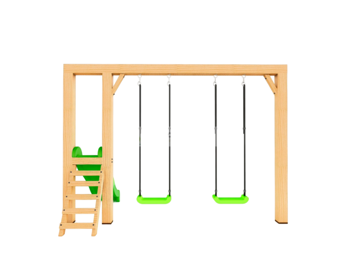 Houten Authentieke Schommel met glijbaan Scar Douglas - Groen 350cm