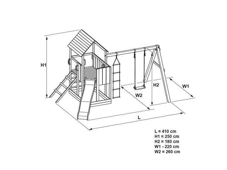 Houten Speeltoestel Jungle Tower + Donker groene glijbaan