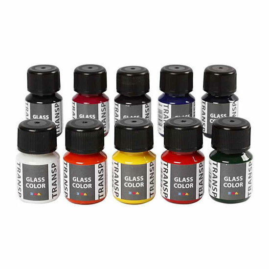 Glass Color Transparant Glasverf Kleur, 10x30ml