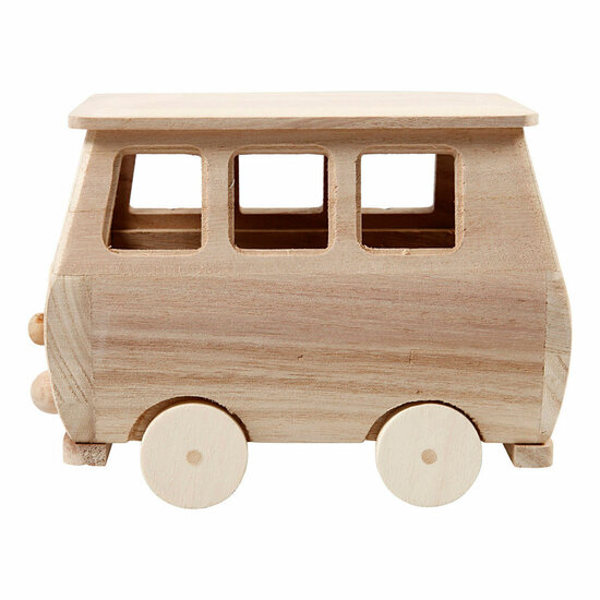 Houten Mini Bus, 17x10x13cm