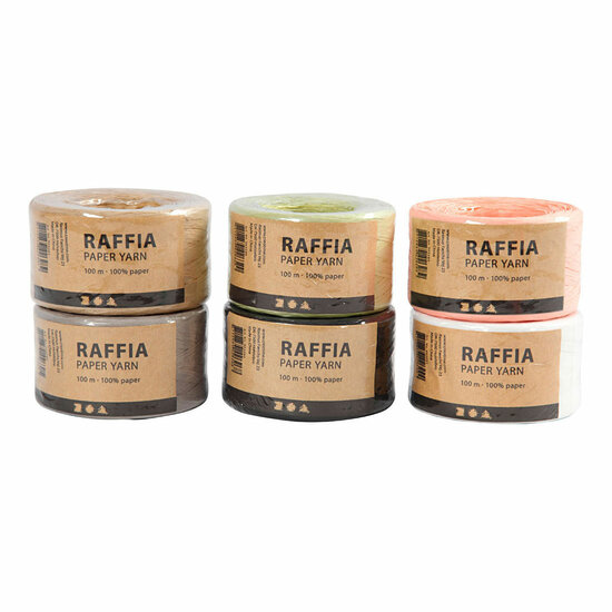 Papier Raffia Garen Diverse Kleuren, 6x100m