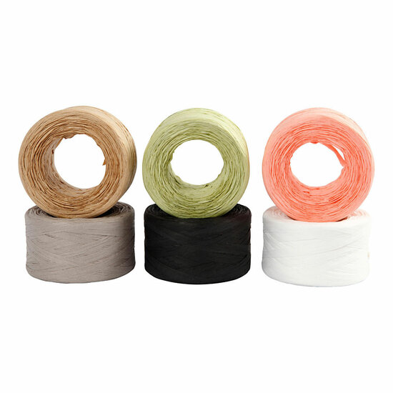 Papier Raffia Garen Diverse Kleuren, 6x100m