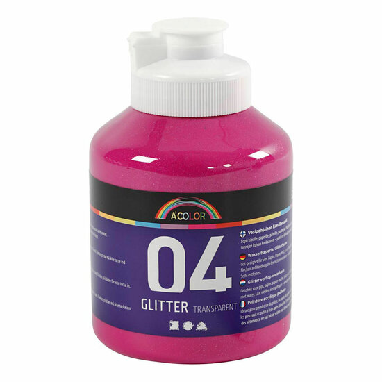 Acrylverf Glitter voor Kinderen - Roze, 500ml