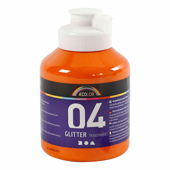 Acrylverf Glitter voor Kinderen - Oranje, 500ml