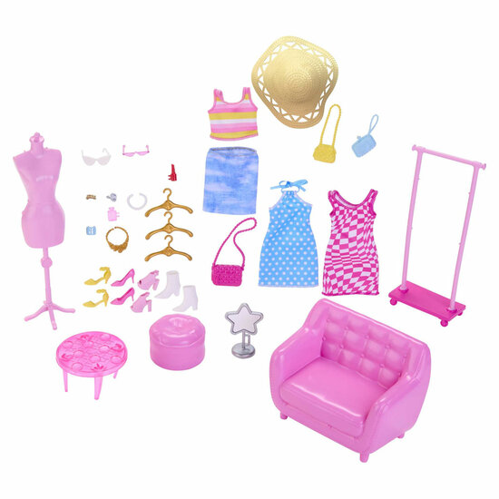 Barbie Fashionista Pop met Kledingrek