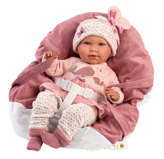 Llorens pop Mimi met roze draagzak - 42 cm