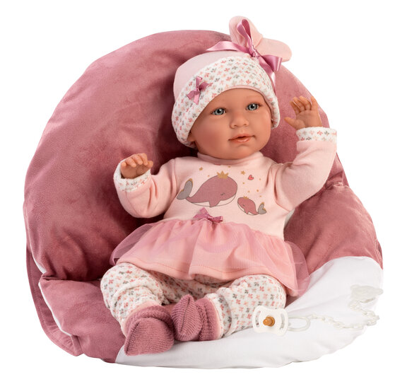 Llorens pop Mimi met roze draagzak - 42 cm