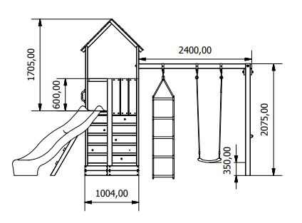 Houten Speeltoestel BIG Monkey + Antraciet glijbaan 120 platform