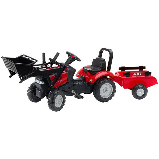 Falk &#039;Case&#039; Rode Traptractor Met Aanhanger + Voorlader