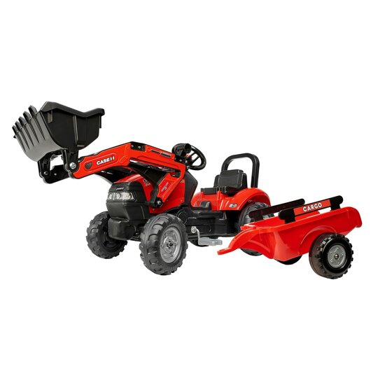 Falk &#039;Case&#039; Rode Traptractor Met Aanhanger + Voorlader