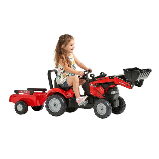 Falk &#039;Case&#039; Rode Traptractor Met Aanhanger + Voorlader