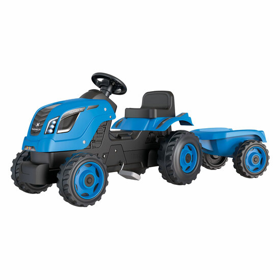 Smoby Farmer XL Traptractor met Trailer Blauw