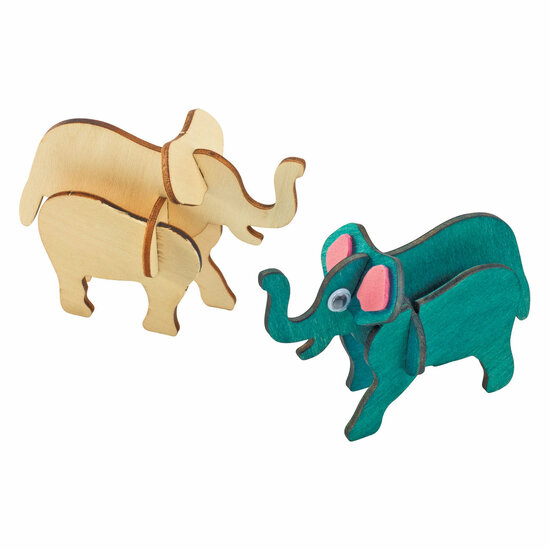 Colorations - Maak en Versier je Houten 3D Puzzel Jungledieren, Set van 4