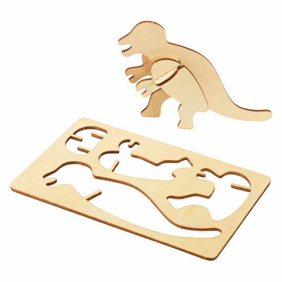 Colorations - Maak en Versier je Houten 3D Puzzel Dinosaurus, Set van 4