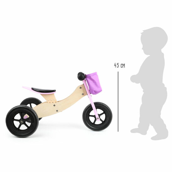 Small Foot  -  Houten Driewieler en Loopfiets 2in1 Maxi Roze