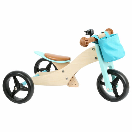 Small Foot  -  Houten Driewieler en Loopfiets 2in1 Turquoise