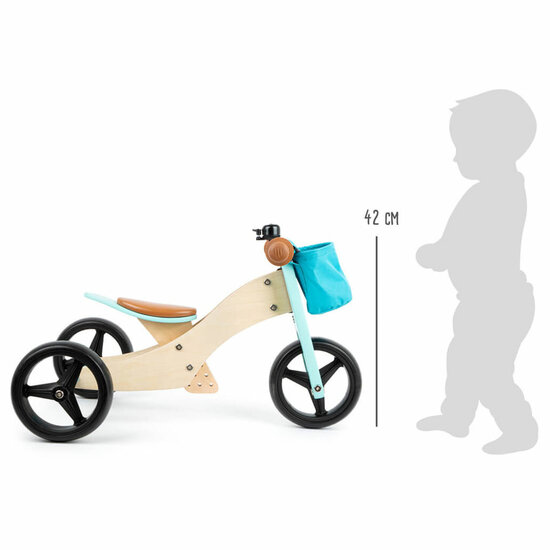 Small Foot  -  Houten Driewieler en Loopfiets 2in1 Turquoise