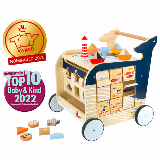 Small Foot  -  Houten Activiteiten Loopwagen Walvis