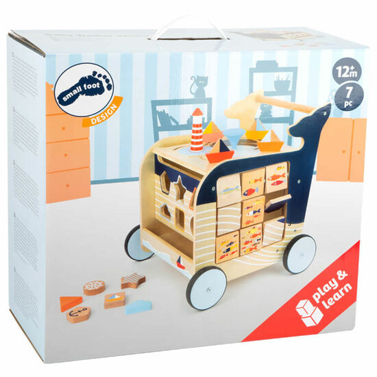 Small Foot  -  Houten Activiteiten Loopwagen Walvis