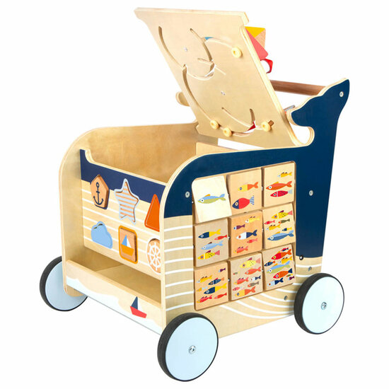 Small Foot  -  Houten Activiteiten Loopwagen Walvis