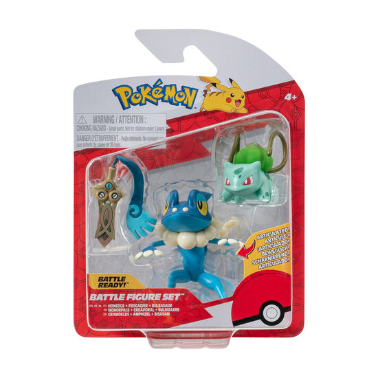 Pok&eacute;mon Batte Figuur Set - Honedge, Bulbasaur, Frogadier, 3st.