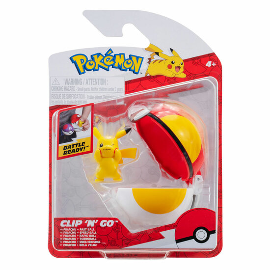 Pok&eacute;mon Clip &#039;N&#039; Go Pikachu en Fast Ball Speelset, 2dlg.