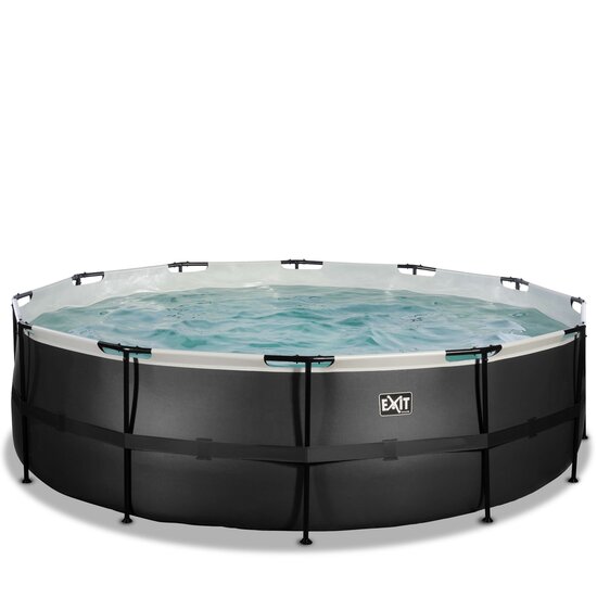 Zwembad Exit Frame Pool Afmeting 488X122Cm (12V Zandfilter) Black Leather Style