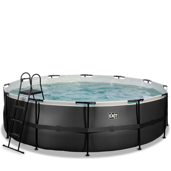 Zwembad Exit Frame Pool Afmeting 488X122Cm (12V Zandfilter) Black Leather Style