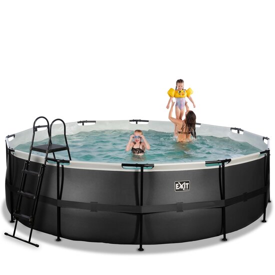 Zwembad Exit Frame Pool Afmeting 488X122Cm (12V Zandfilter) Black Leather Style