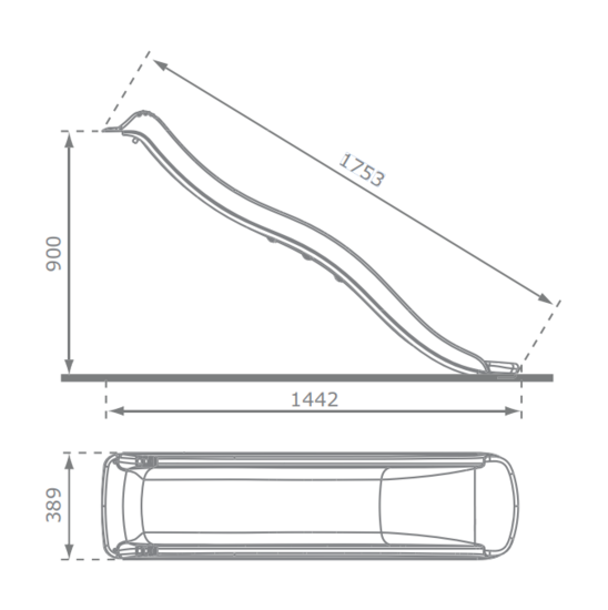 Glijbaan Tweeb met golf 175 cm - H900 Limoengroen