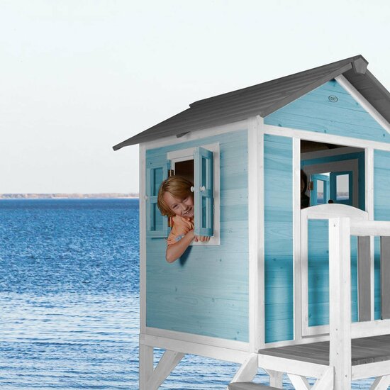 Lodge XL Speelhuis Caribisch Blauw - Rode Glijbaan