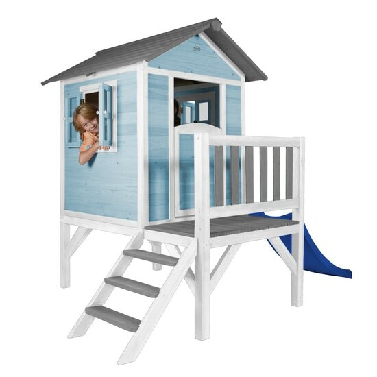 Lodge XL Speelhuis Caribisch blauw - Blauwe Glijbaan