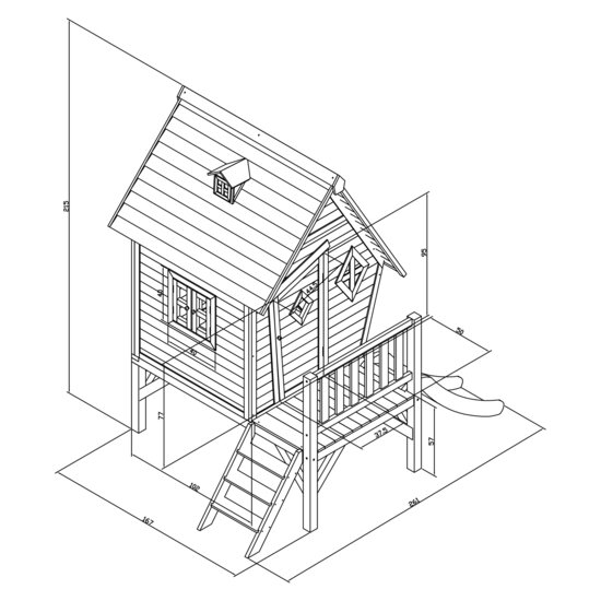 AXI Cabin XL Speelhuis Grijs/wit - Limoen groene Glijbaan