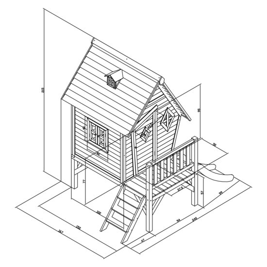 AXI Cabin XL Speelhuis Grijs/wit - Grijze Glijbaan