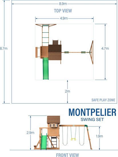 Montpelier Speeltoren met Schommels, Glijbaan en Klimrek