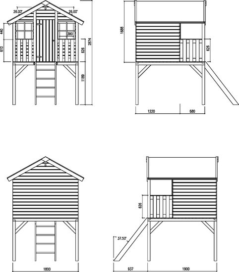 Houten speelhuisje Tommy&nbsp;Ge&iuml;mpregneerd 120cm hoog